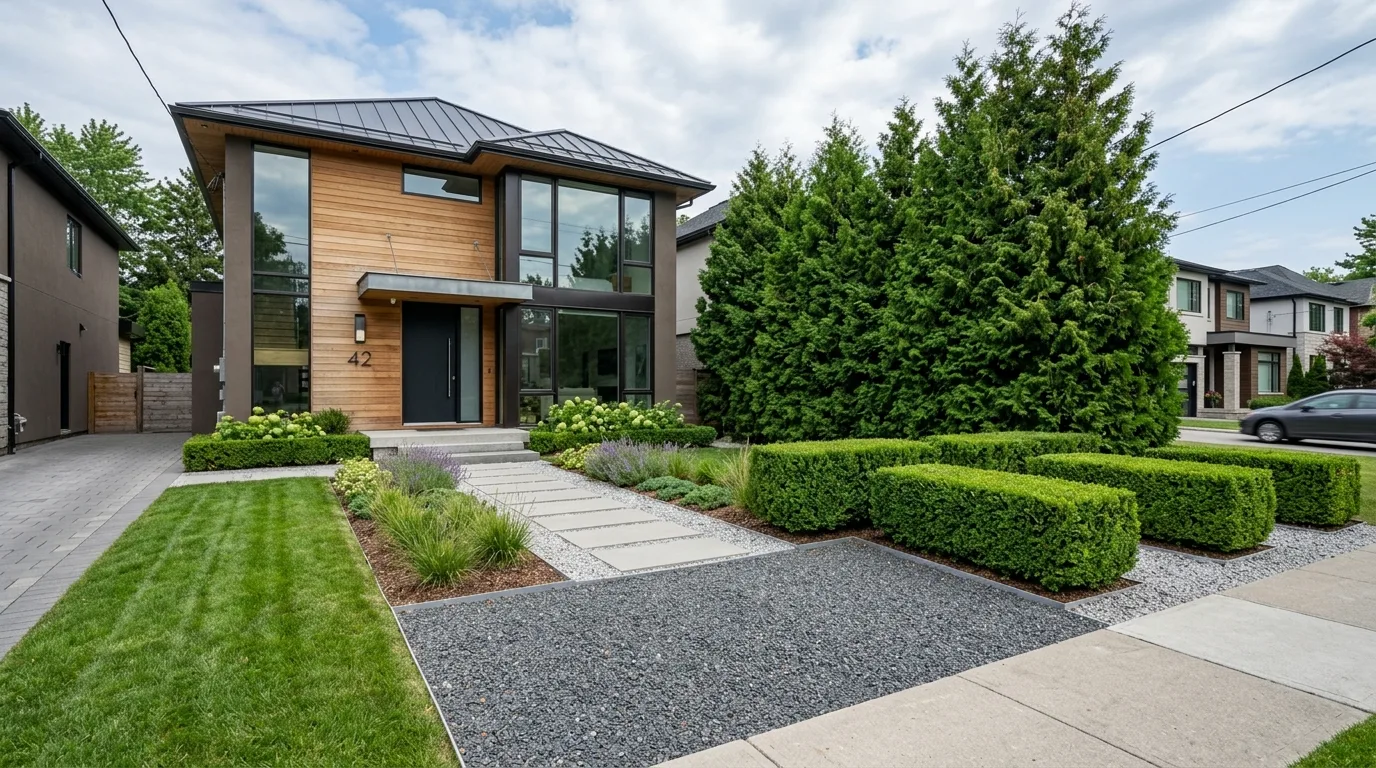 Tall Evergreen Trees in the Front Yard